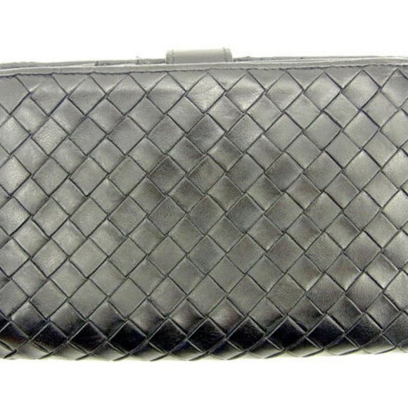 Bottega Veneta Wallet Intrecciato Black Gold Woman unisex Authentic Used - Picture 2 of 6